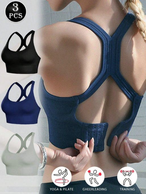 3pcs Sporty & Sexy Gym Crop Tops for Women