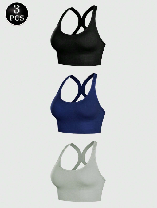 3pcs Sporty & Sexy Gym Crop Tops for Women